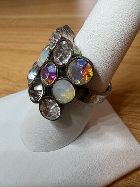 Crystal Cluster Statement Ring in Iridescent and Clear Stones